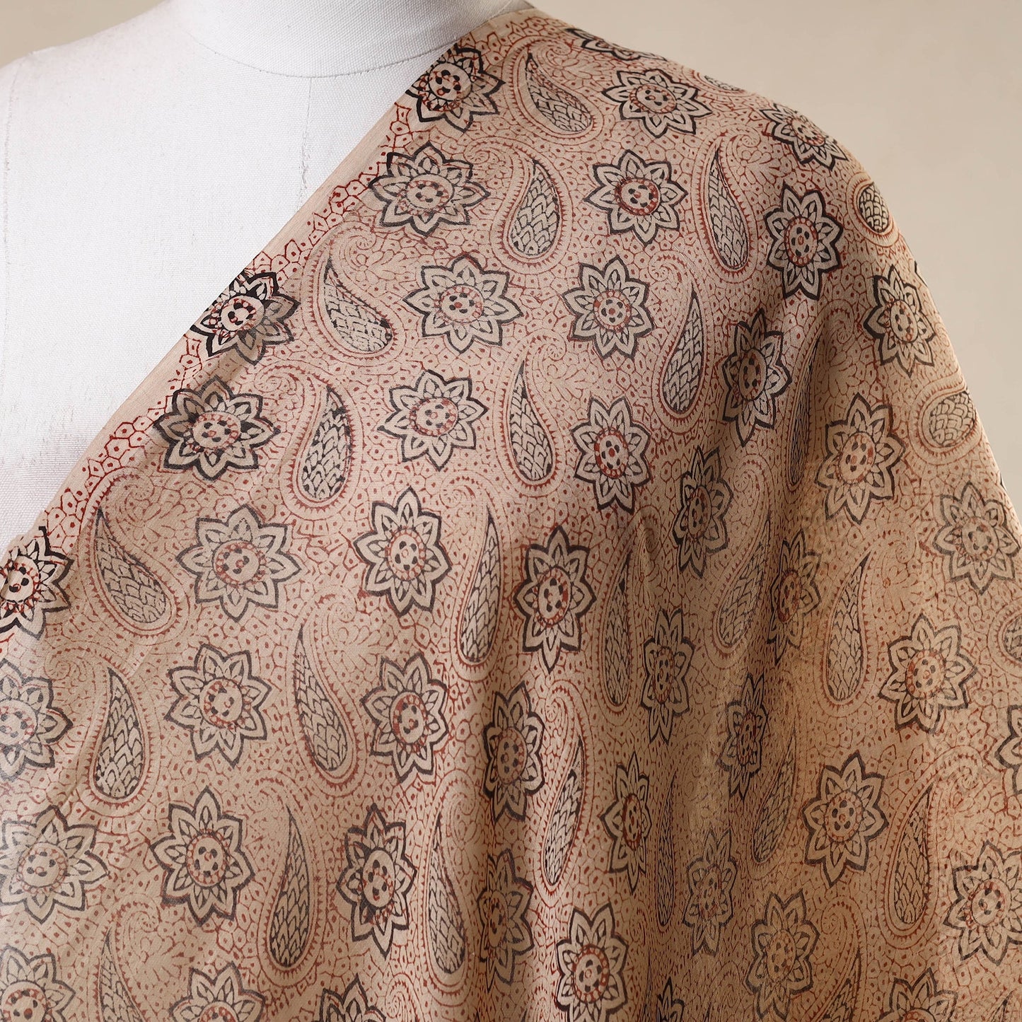 Beige - natural dyed handloom chanderi silk pedana