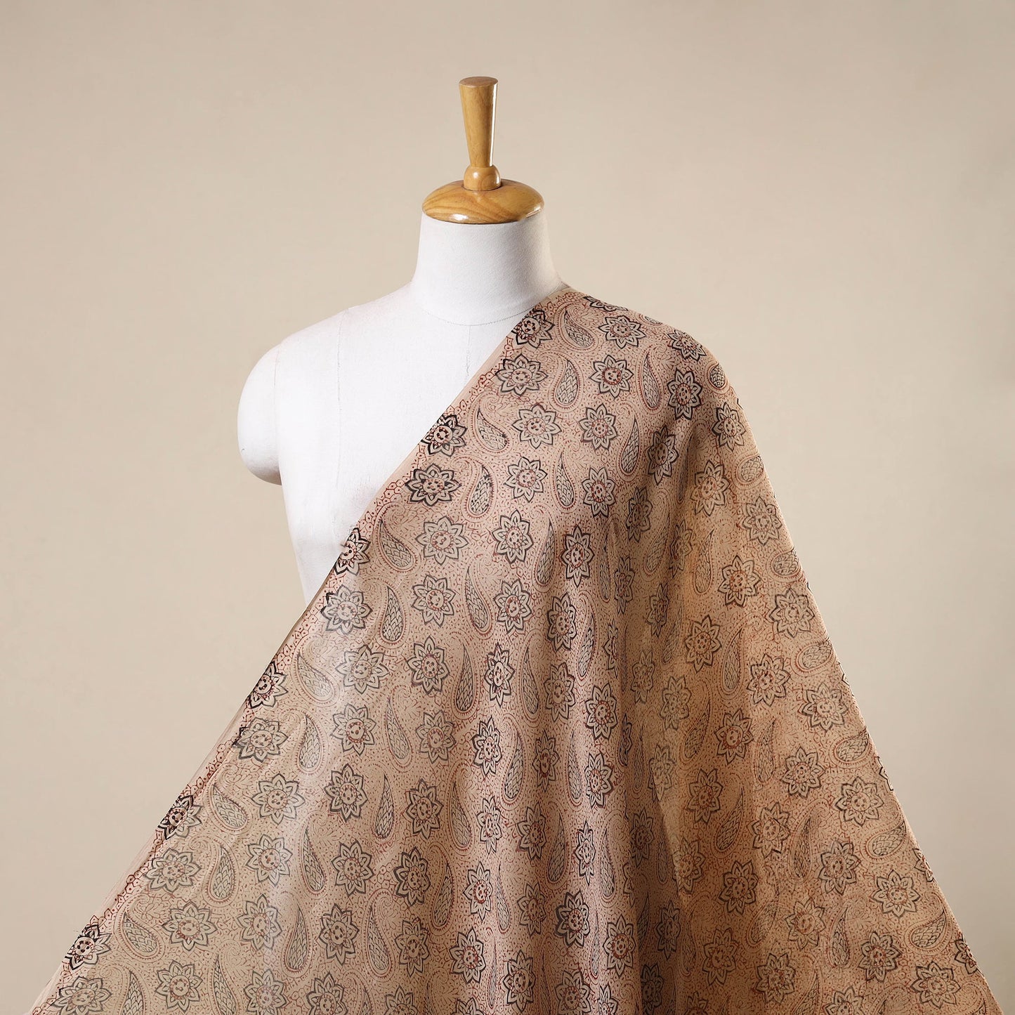 Beige - natural dyed handloom chanderi silk pedana