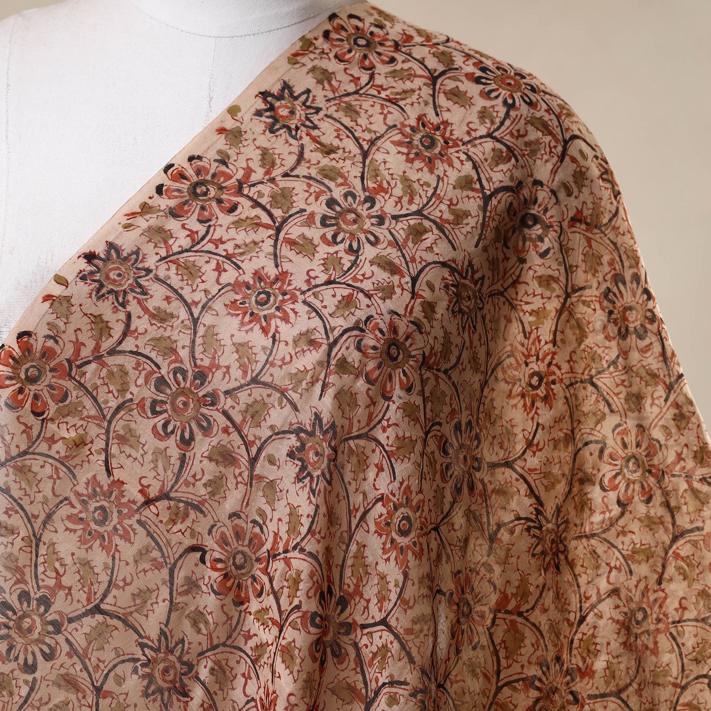 Beige - natural dyed handloom chanderi silk pedana