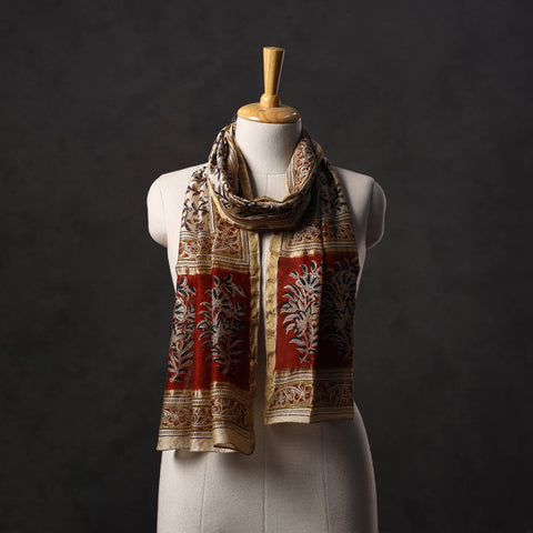 Natural dyed handloom chanderi silk pedana kalamkari stole