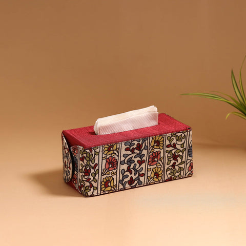 Natural dyed handpainted kalamkari tissue box 43