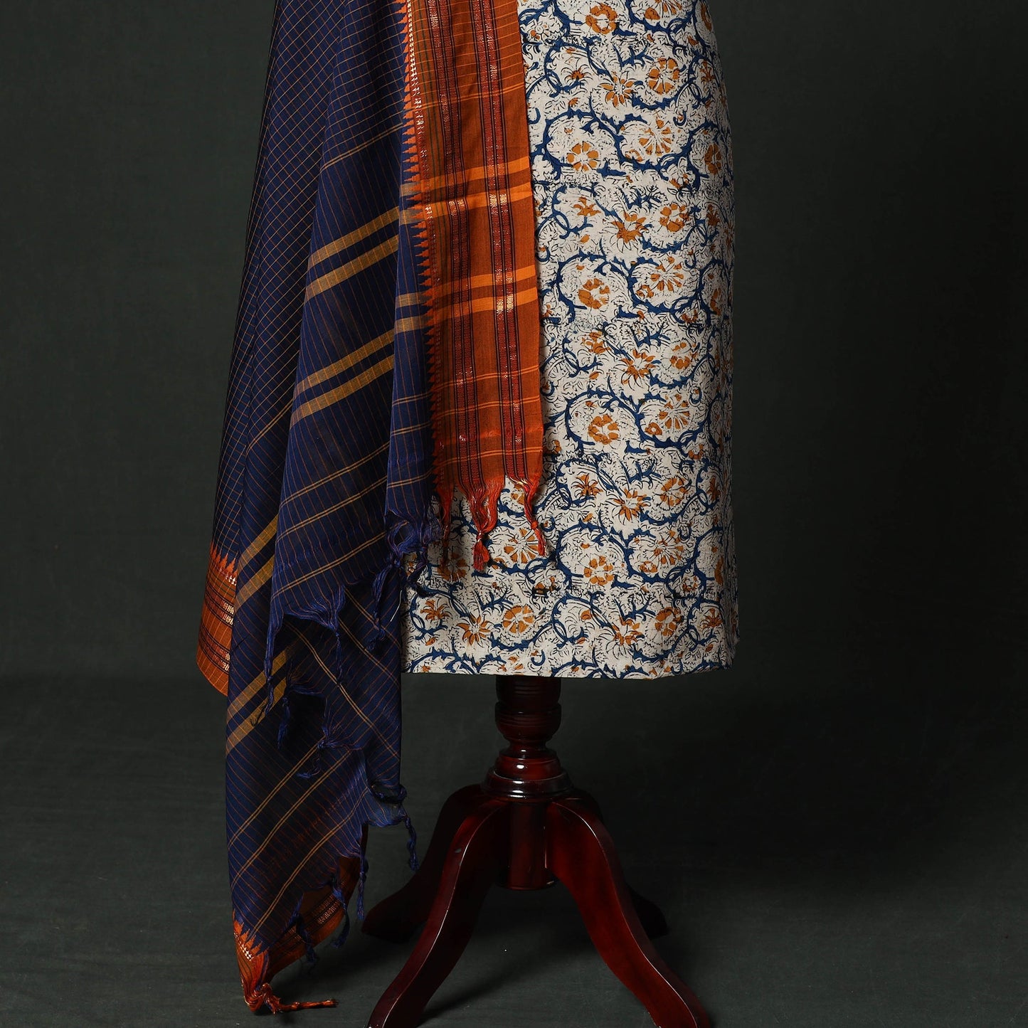 Natural dyed kalamkari hand block print cotton 2pc