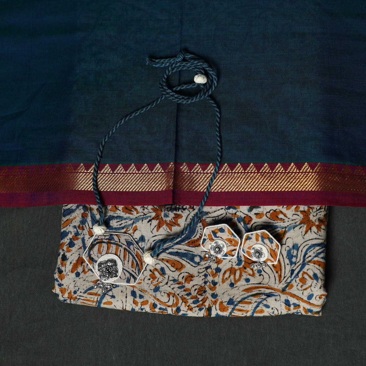 Natural dyed kalamkari hand block print cotton 2pc