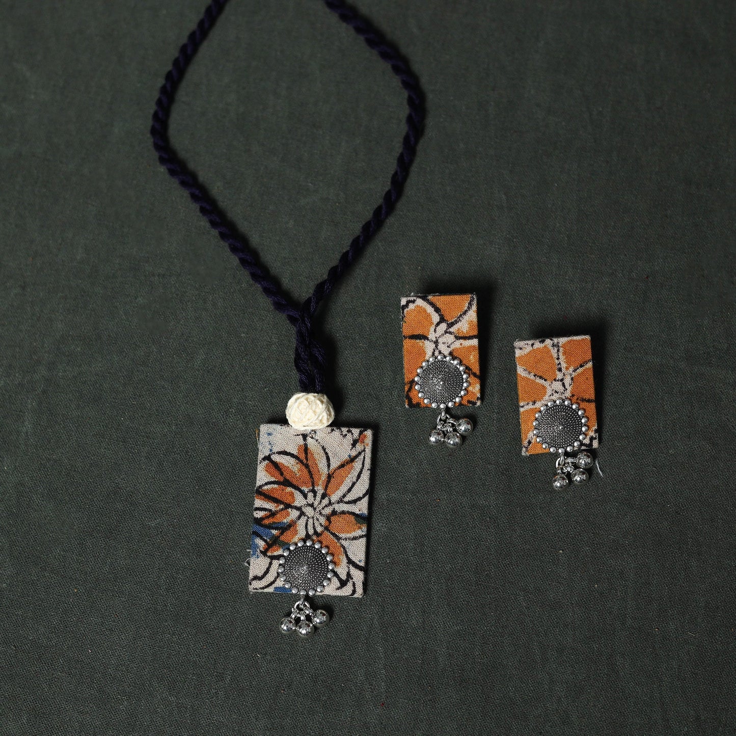Natural dyed kalamkari hand block print cotton 2pc