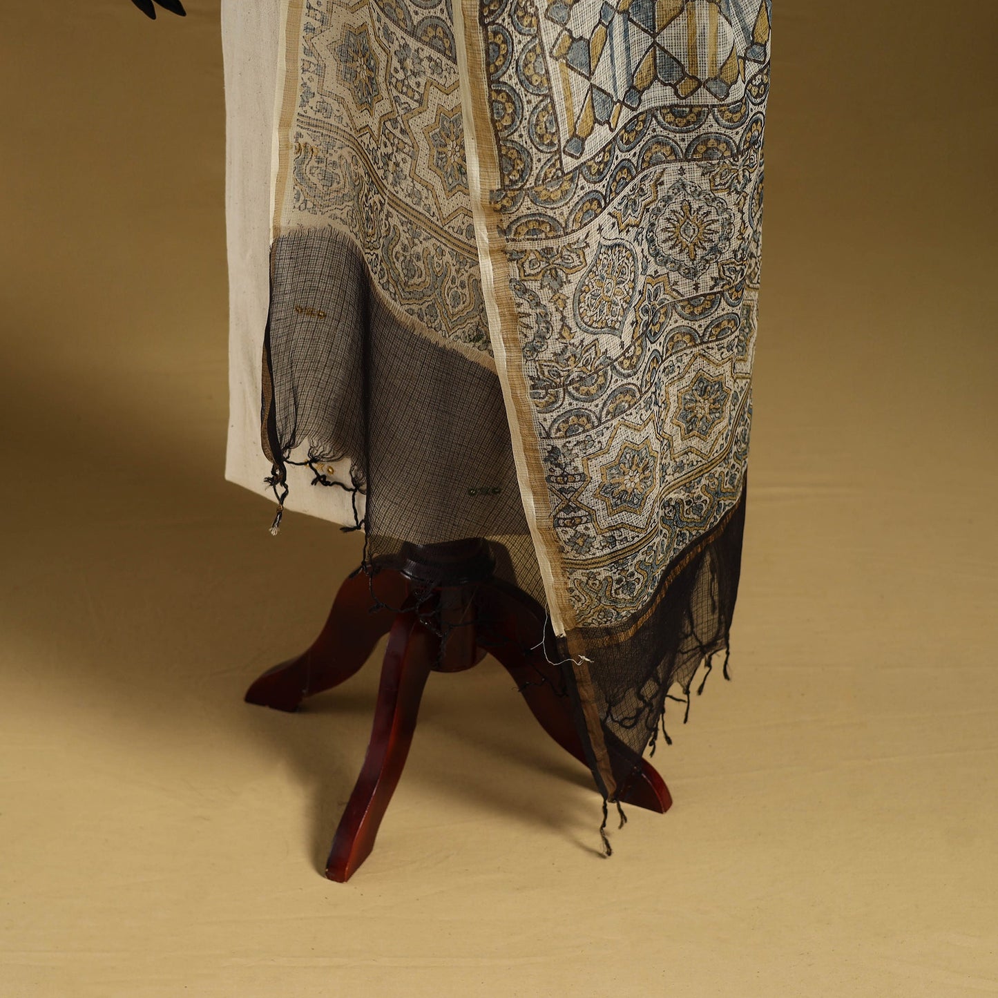 Beige - natural dyed kota doria cotton dupatta 10