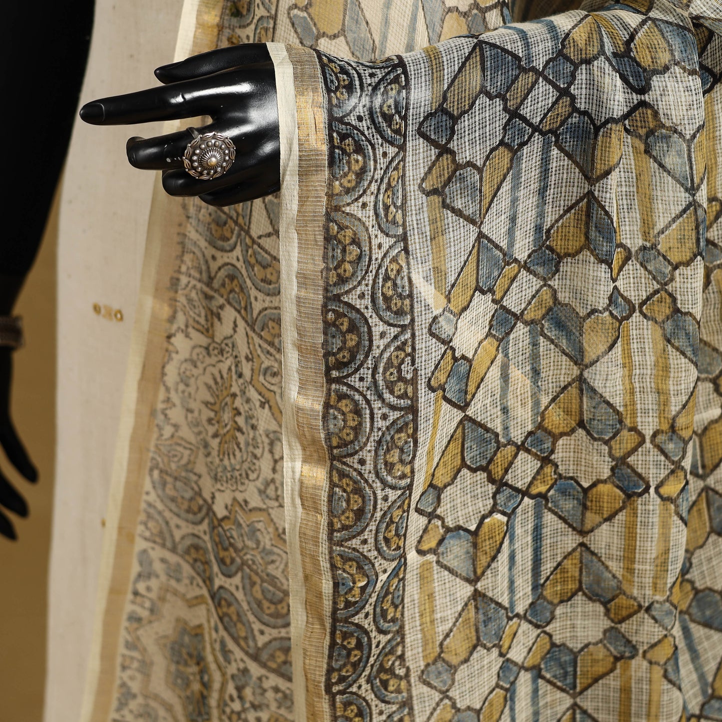 Beige - natural dyed kota doria cotton dupatta 10