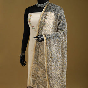 Beige - natural dyed kota doria cotton dupatta 11