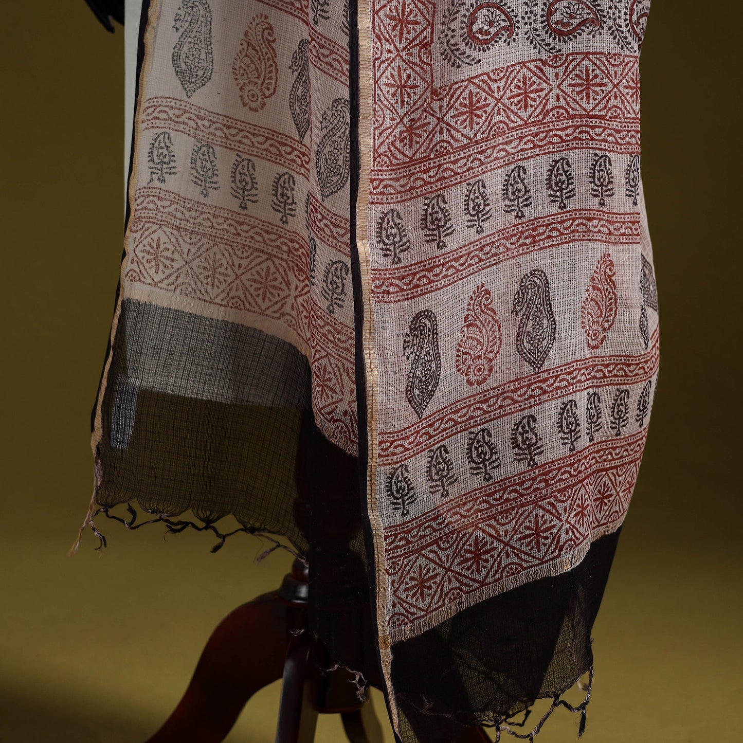 Natural dyed kota doria cotton hand block bagh print