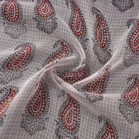 Natural dyed kota doria cotton hand bagh fabric 02
