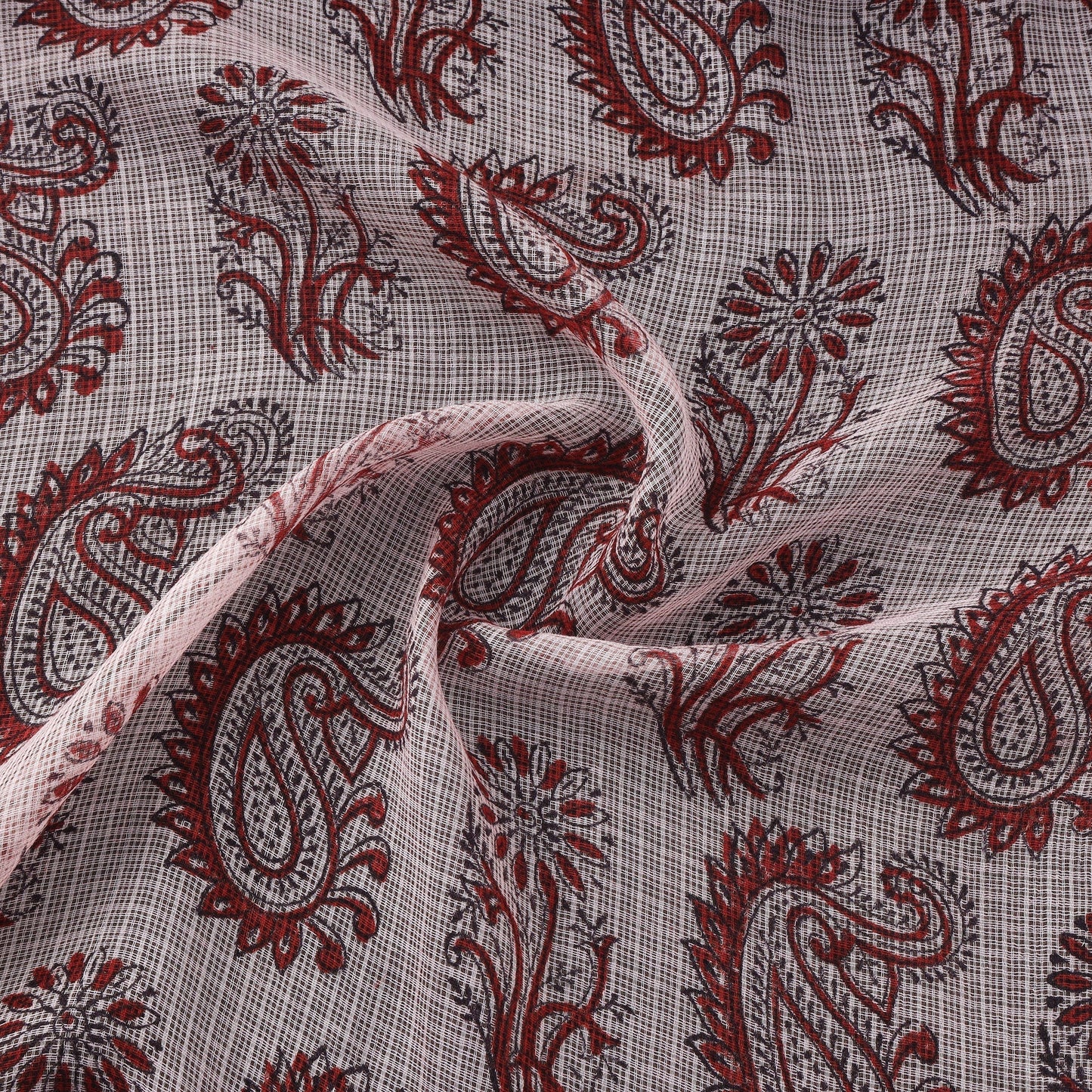 Natural dyed kota doria cotton hand bagh fabric 03
