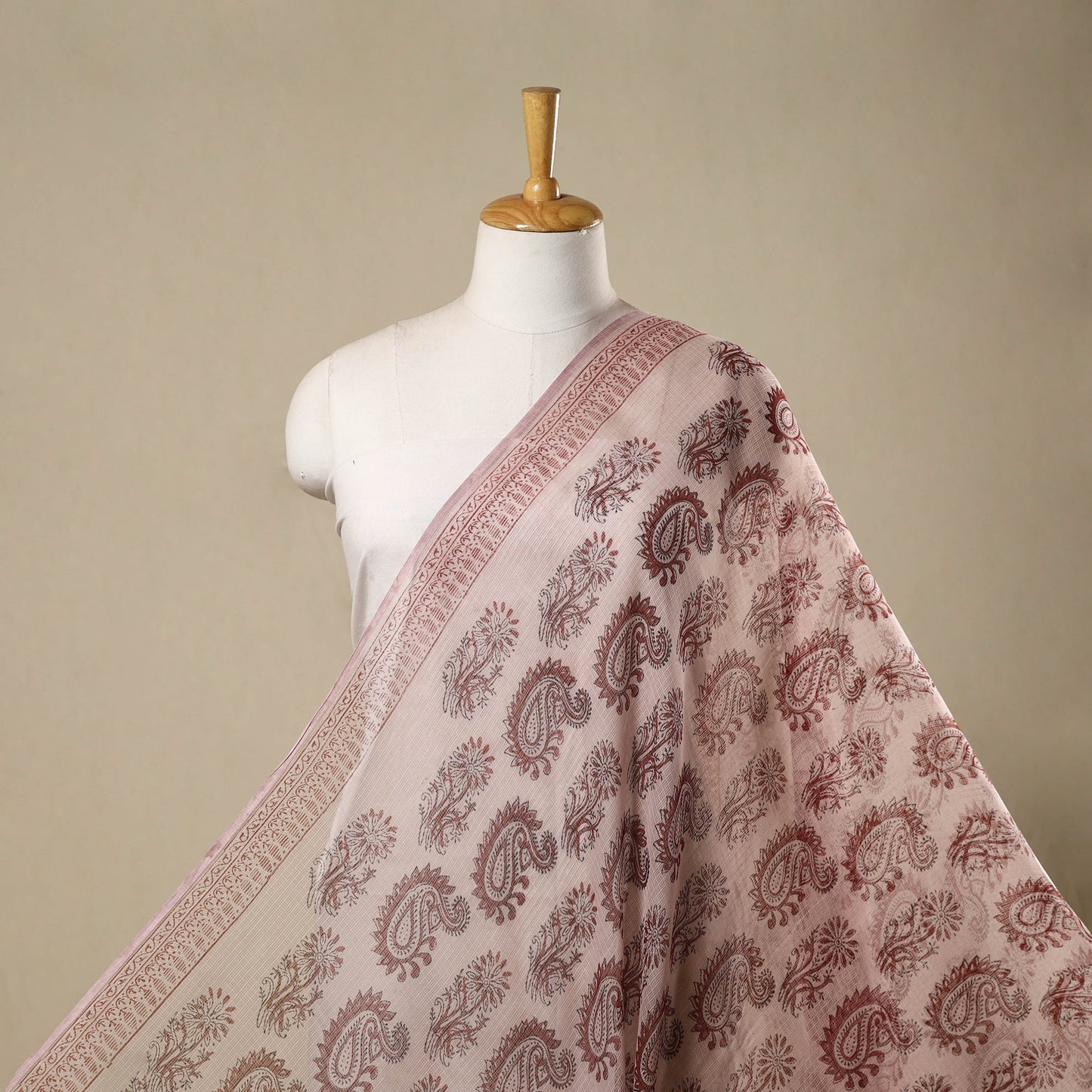 Natural dyed kota doria cotton hand bagh fabric 03