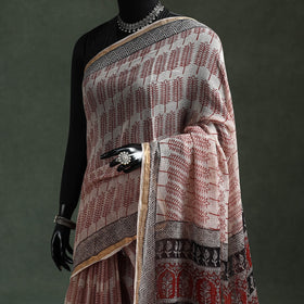 Natural dyed kota doria cotton hand block bagh print saree