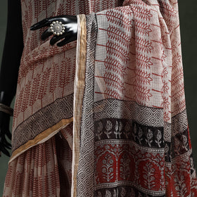 Natural dyed kota doria cotton hand block bagh print saree