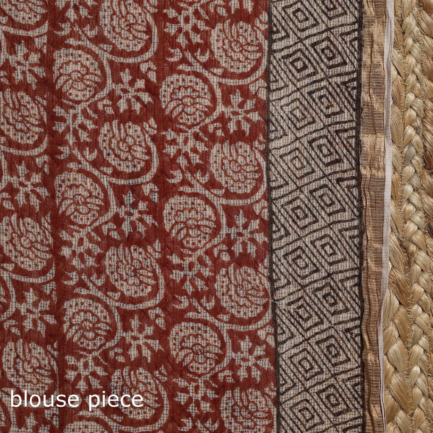 Natural dyed kota doria cotton hand block bagh print saree