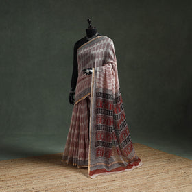 Natural dyed kota doria cotton hand block bagh print saree