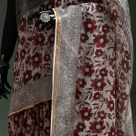 Natural dyed kota doria cotton hand block bagh print saree