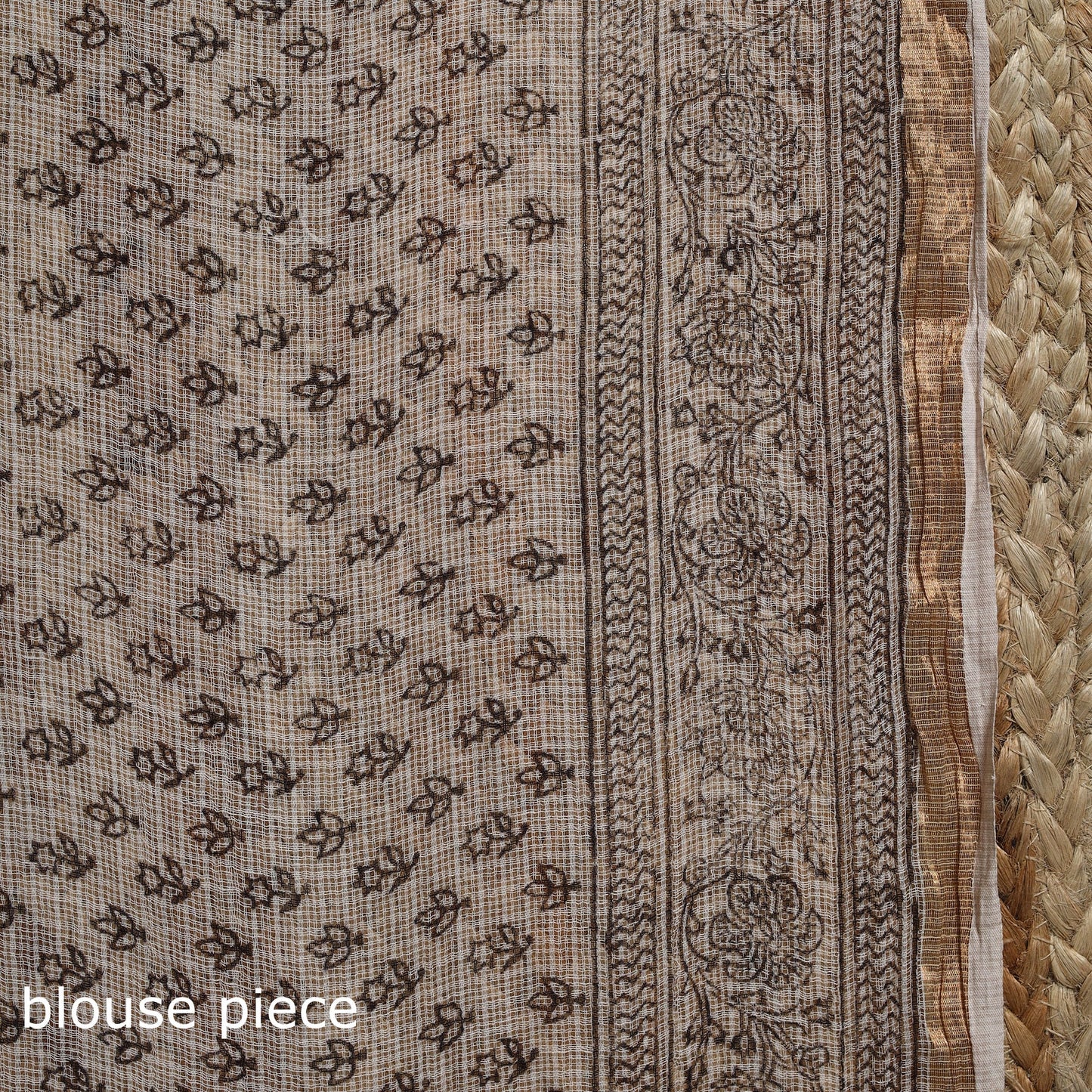 Natural dyed kota doria cotton hand block bagh print saree