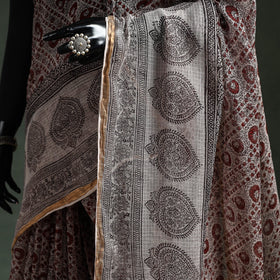 Natural dyed kota doria cotton hand block bagh print saree