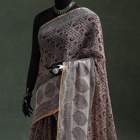 Natural dyed kota doria cotton hand block bagh print saree