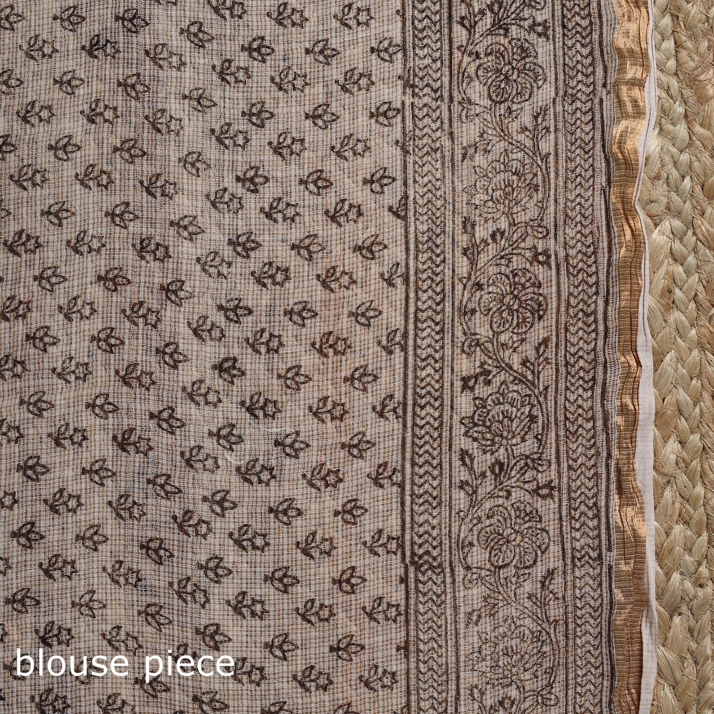 Natural dyed kota doria cotton hand block bagh print saree