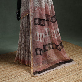 Natural dyed kota doria cotton hand block bagh print saree