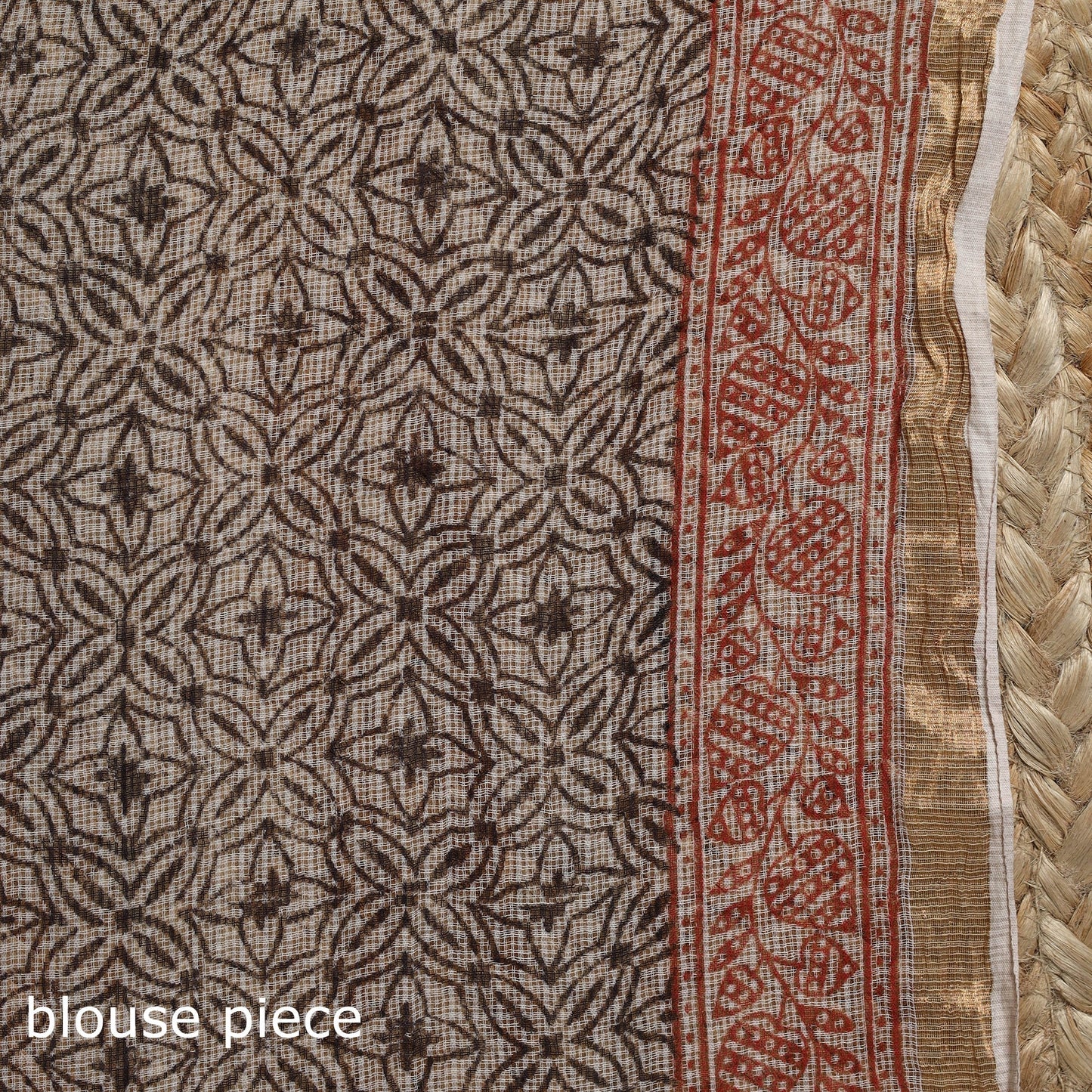 Natural dyed kota doria cotton hand block bagh print saree