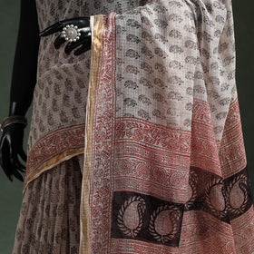 Natural dyed kota doria cotton hand block bagh print saree