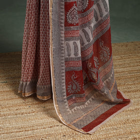 Natural dyed kota doria cotton hand block bagh print saree