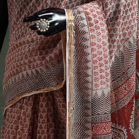 Natural dyed kota doria cotton hand block bagh print saree