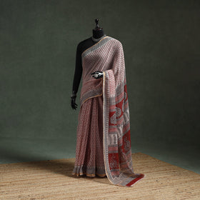 Natural dyed kota doria cotton hand block bagh print saree