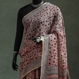 Natural dyed kota doria cotton hand block bagh print saree