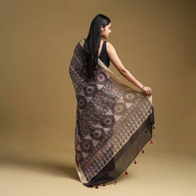 Beige - natural dyed kota doria cotton saree 06