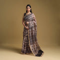 Natural Dyed Block Print Kota Doria Cotton Beige Ajrakh Saree