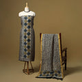 Natural dyed linen silk 2pc unstitched dress material 06