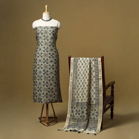 Natural dyed maheshwari silk 2pc unstitched dress material