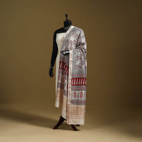 Beige - natural dyed maheshwari silk bagh dupatta 01