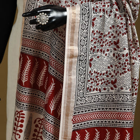 Beige - natural dyed maheshwari silk bagh dupatta 01