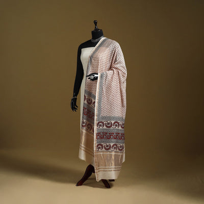 Beige - natural dyed maheshwari silk bagh dupatta 02