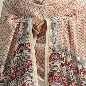 Beige - traditional maheshwari silk bagh dupatta 02