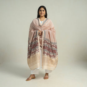 Beige - traditional maheshwari silk bagh dupatta 02
