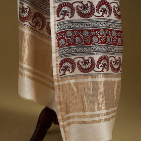 Beige - natural dyed maheshwari silk bagh dupatta 02