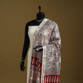 Beige - natural dyed maheshwari silk bagh dupatta 01