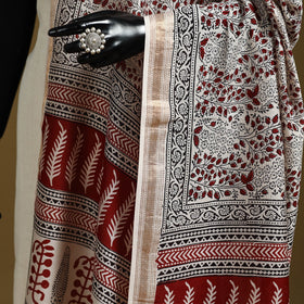 Beige - natural dyed maheshwari silk bagh dupatta 01