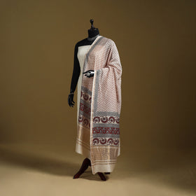 Beige - natural dyed maheshwari silk bagh dupatta 02
