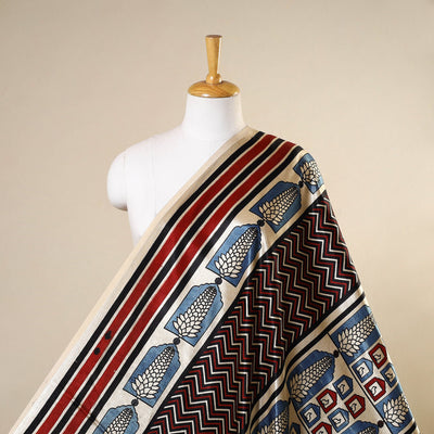 Beige - natural dyed mashru silk fabric 22 - handcrafted