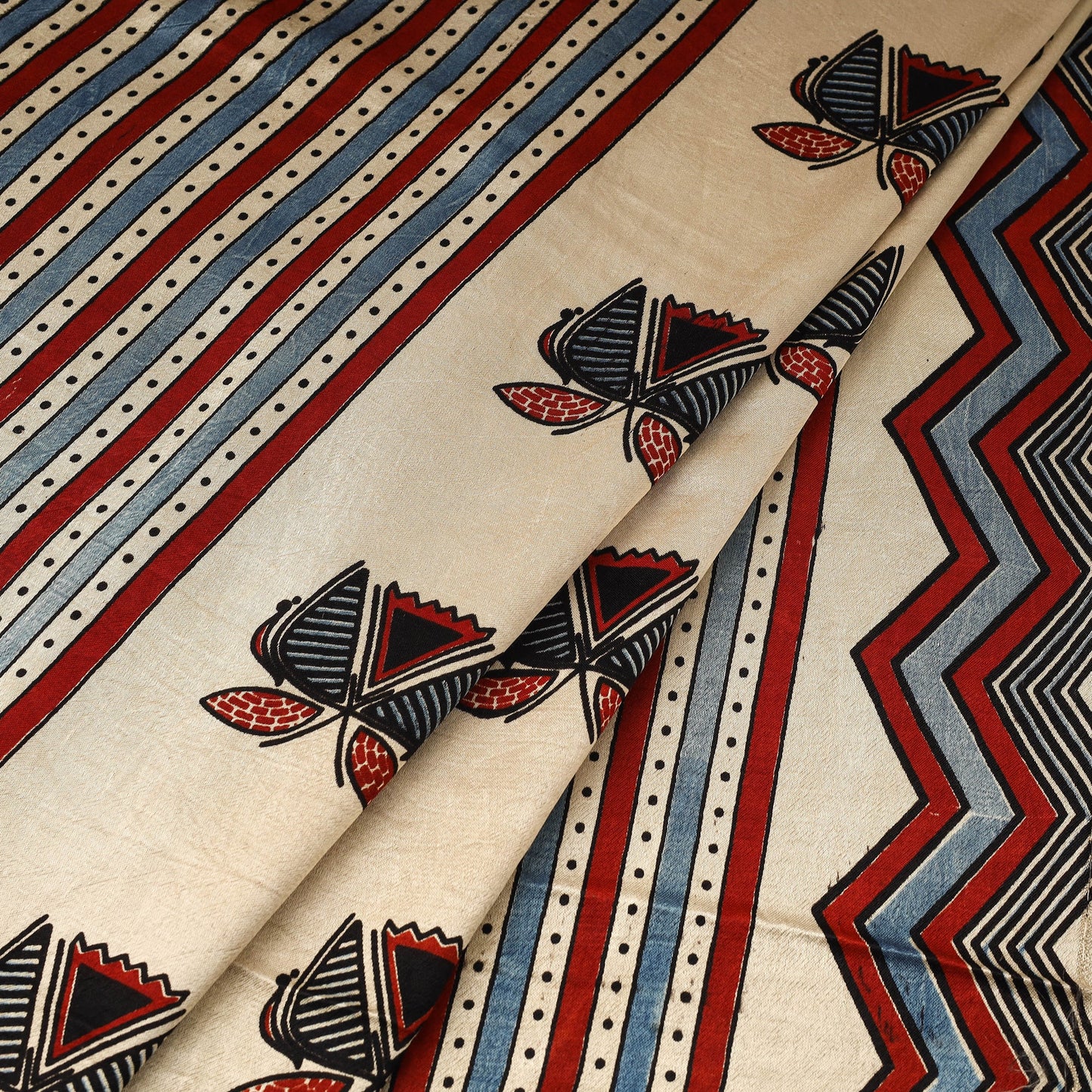 Beige - natural dyed mashru silk fabric 23 - handcrafted