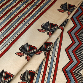 Beige - natural dyed mashru silk fabric 23 - handcrafted