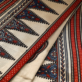 Beige - natural dyed mashru silk fabric 26 - handcrafted