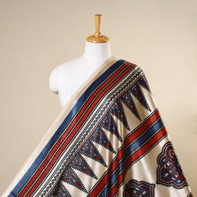 Beige - natural dyed mashru silk fabric 26 - handcrafted