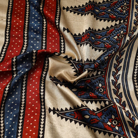 Beige - natural dyed mashru silk fabric 26 - handcrafted